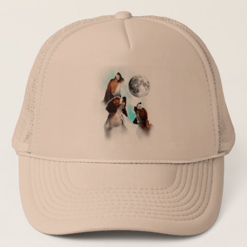  Funny Beagle Dog  Beagle Howling At  Moon  T_Shi Trucker Hat