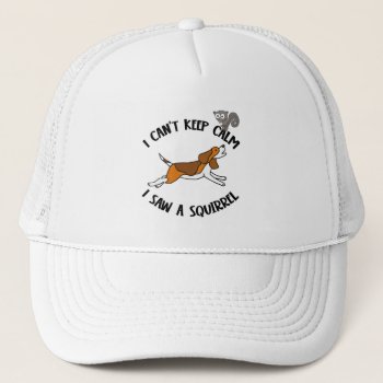 Funny Beagle Dog Chasing Squirrel Trucker Hat by Petspower at Zazzle