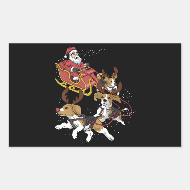 Funny Beagle Dog Christmas Gift For Dog Lover Rectangular Sticker (Front)