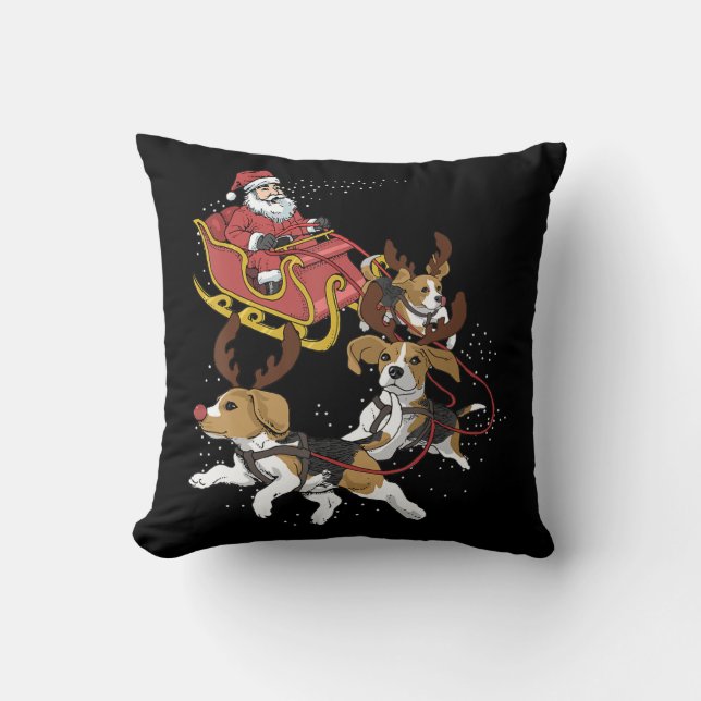 Funny Beagle Dog Christmas Gift For Dog Lover Throw Pillow (Front)