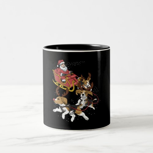 Funny Beagle Dog Christmas Gift For Dog Lover Two_Tone Coffee Mug