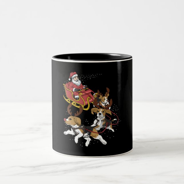 Funny Beagle Dog Christmas Gift For Dog Lover Two-Tone Coffee Mug (Center)