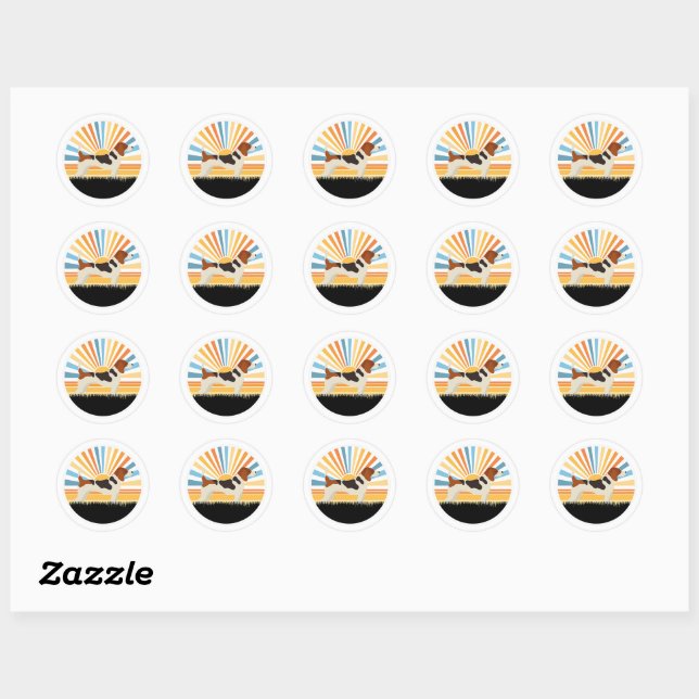  Funny Beagle Dog / Dog Mom Dog Dad / Sunset Pet   Classic Round Sticker (Sheet)