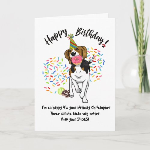 Funny Beagle Dog Donuts Birthday Card 