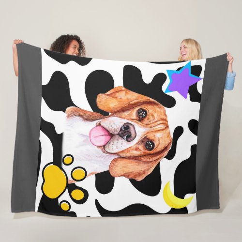 Funny Beagle Dog in the light of the Moon Blanket