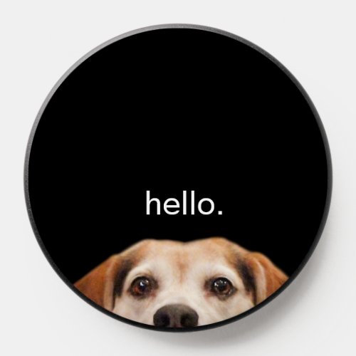 Funny Beagle Dog Nose Face Hello Black PopSocket