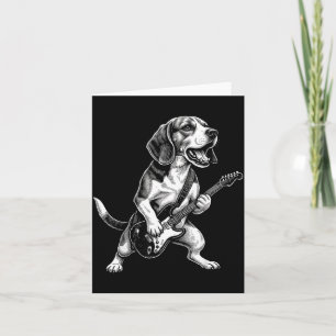 Funny Beagle Dog Playing Guitar Card