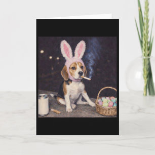 Funny Beagle Dog Retro Bunny Ears Smoking Easter E Card