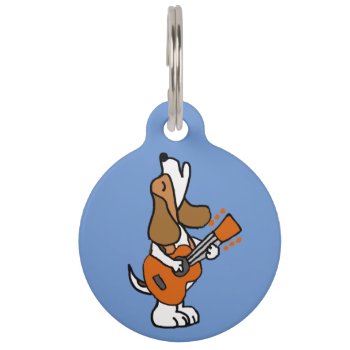 Funny Beagle Dog Singing And Playing Guitar Pet Id Tag by Petspower at Zazzle