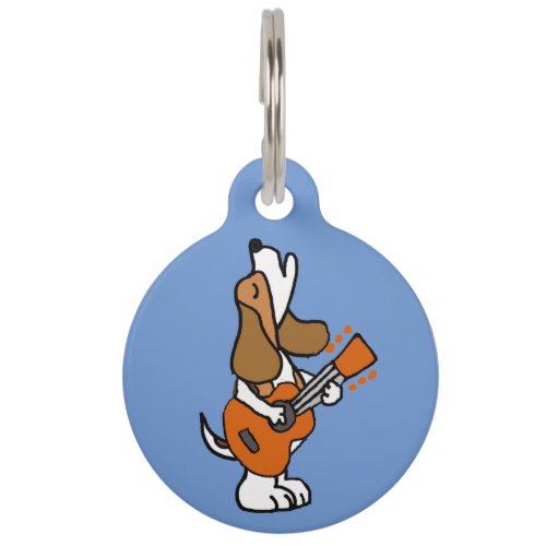 Funny Beagle Dog Singing and Playing Guitar Pet ID Tag