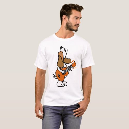 Funny Beagle Dog Singing and Playing Guitar T_Shirt