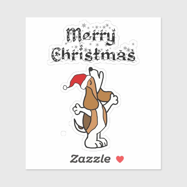 Funny Beagle Dog Singing Christmas Carols Sticker (Sheet)