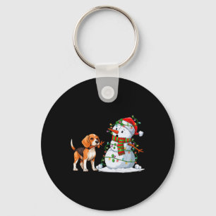 Funny Beagle Dog Snowman Christmas Tree Lights Xma Keychain
