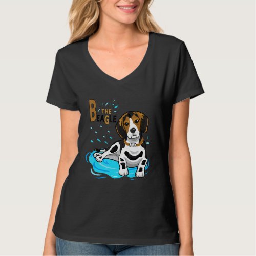 Funny Beagle Dog Swimming In Summer Pool Love  Mom T_Shirt