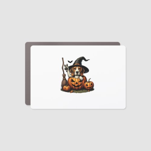 Funny Beagle Dog Witch Pumpkin Halloween Mens Wome Car Magnet