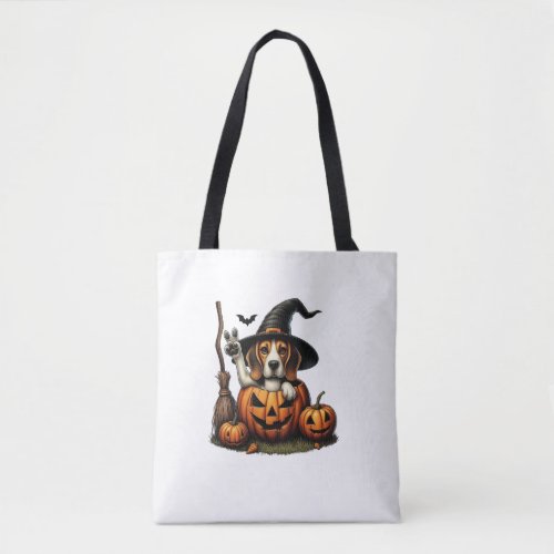 Funny Beagle Dog Witch Pumpkin Halloween Mens Wome Tote Bag