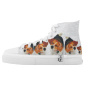 Funny Beagle Ears Flapping Beagle Line Dancing High-Top Sneakers (Left Shoe Outside)