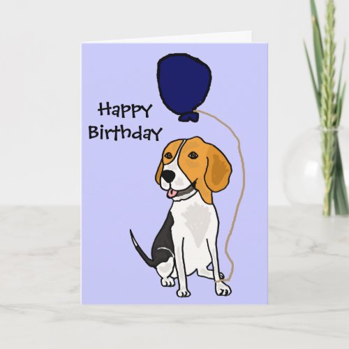 Funny Beagle Holding Balloon Card