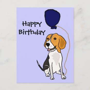 Funny Beagle Holding Balloon Postcard by Petspower at Zazzle
