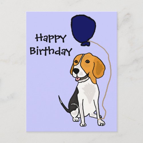 Funny Beagle Holding Balloon Postcard