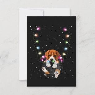 Funny Beagle In Pocket Santa Xmas Christmas Gift RSVP Card