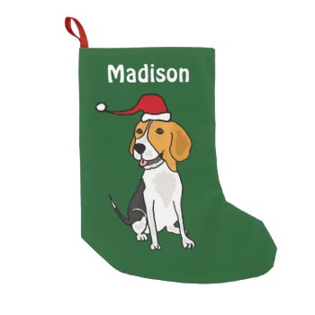 Funny Beagle In Santa Hat Christmas Stocking by Petspower at Zazzle