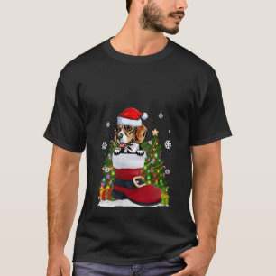 Funny Beagle in the Shoe Santa Hat Ugly Christmas  T-Shirt