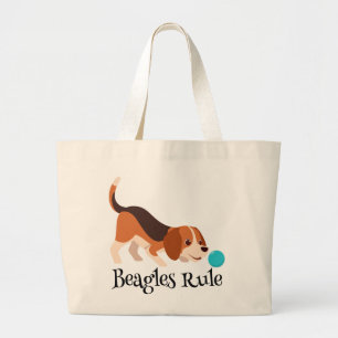 Funny Beagle Lover Gifts Cartoon Puppy Dog Lover Large Tote Bag