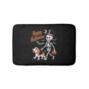 Funny Beagle Skeleton Dog Walking Bath Mat