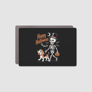 Funny Beagle Skeleton Dog Walking Car Magnet