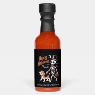 Funny Beagle Skeleton Dog Walking Hot Sauces