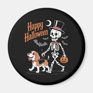 Funny Beagle Skeleton Dog Walking Magnet
