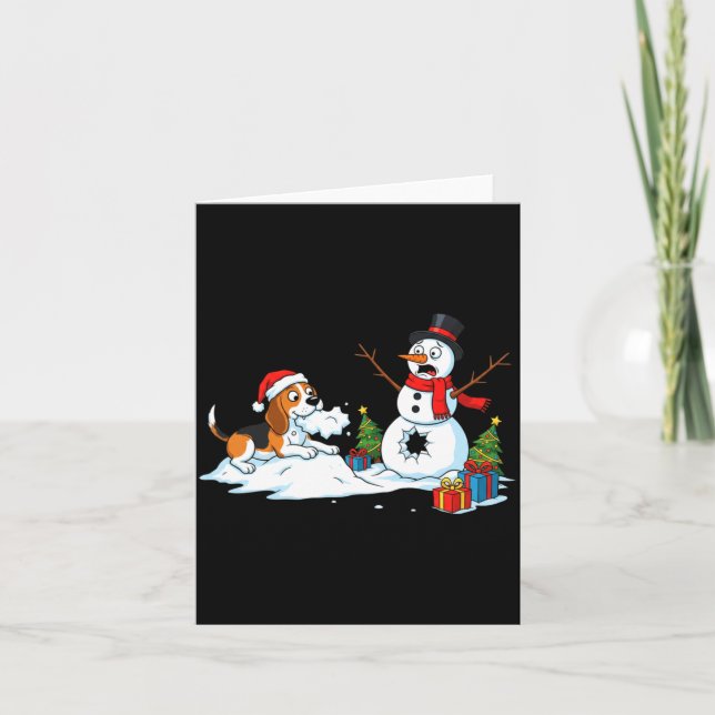 Funny Beagle Snowman Christmas Tree Xmas Womens Me Card (Front)
