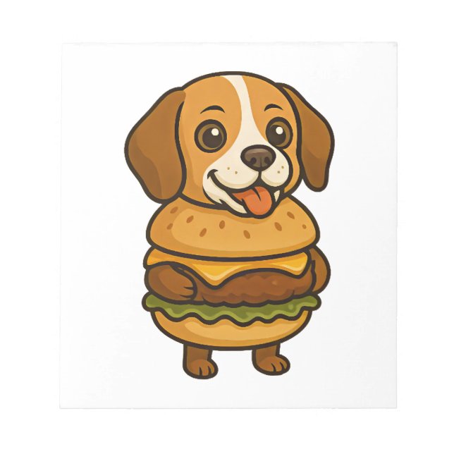 Funny Beagle with Burger Funny Mythical Creature Notepad (Front)