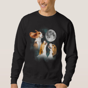 Funny Beagles Dog  Three Beagles At Moon Sweatshirt