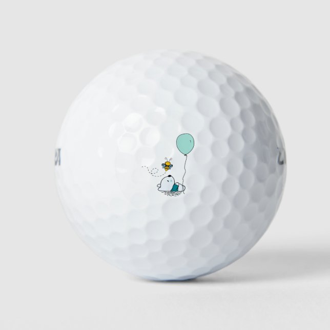 Funny bear and bee golf balls (Front)