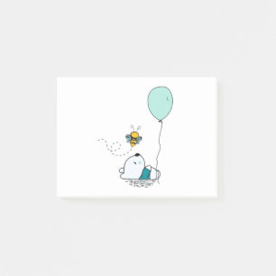 Funny bear and bee post-it notes