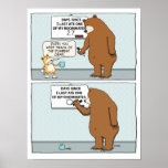 Funny Bear And Cat Roommate Trouble Poster at Zazzle