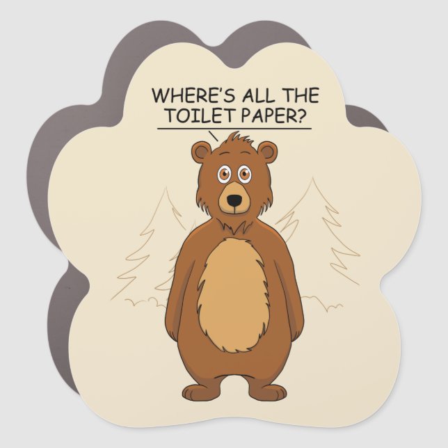 Funny Bear Cartoon Car Magnet (Front)
