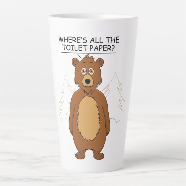 Funny Bear Cartoon Latte Mug (Front)