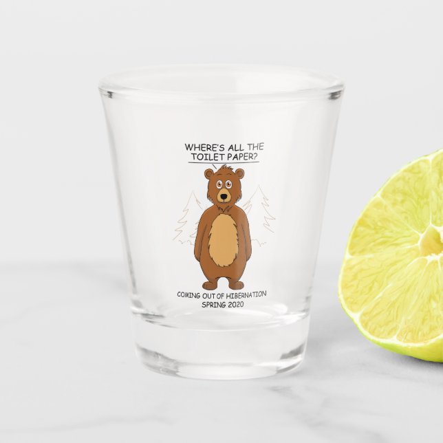 Funny Bear Cartoon Shot Glass (Front)