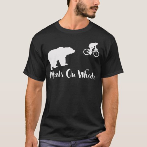 Funny Bear Chasing Bike Cyclist Meals on braap cyc T_Shirt