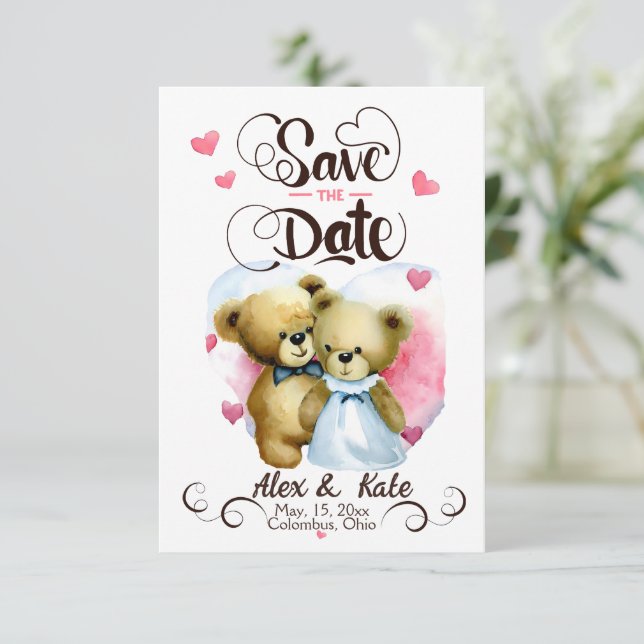 Funny Bear  Couple Wedding Save The Date (Standing Front)