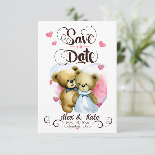 Funny Bear  Couple Wedding Save The Date