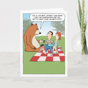 Funny Bear Crashing a Picnic Birthday Card