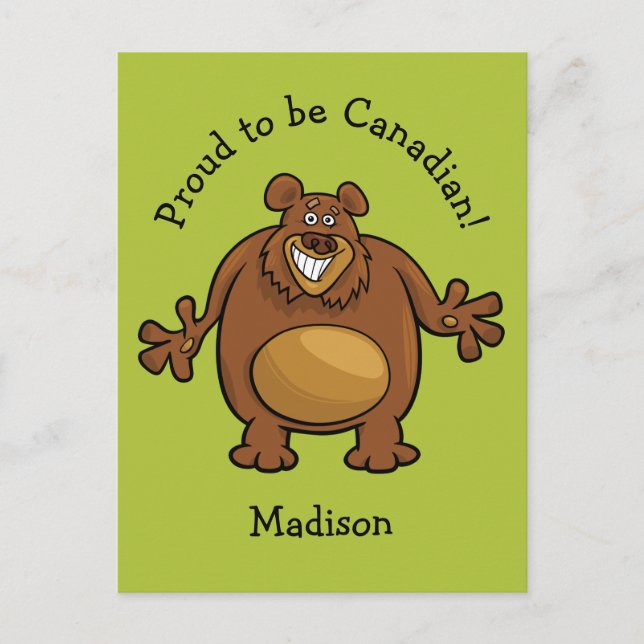 Funny Bear custom text & color postcard (Front)