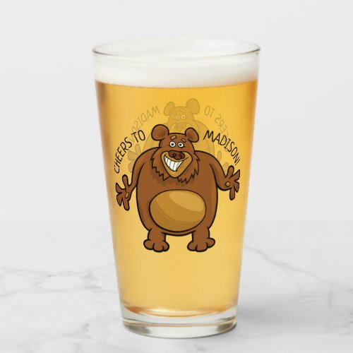 Funny Bear custom text pint glass