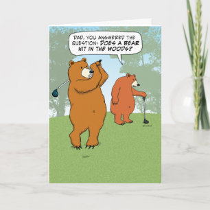Funny Bear Dad and Son Golfing on Father's Day Card