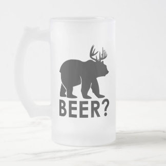 Funny Bear Deer Beer Frosted Glass Beer Mug