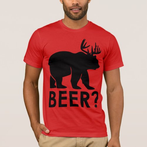 Funny Bear Deer "BEER?" Graphic T-Shirt – Humorous